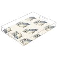 thumbnail image 1 of Acrylic Tray 15.7*11.8*1.9 Inch Transparent Tray Food Tray Tea Cup Tray Serving Trays Cosmetics Storage Kitchen Table Bathroom Sundry Storage Beautiful Blue Owl Pattern, 1 of 7