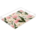 thumbnail image 1 of Acrylic Tray 15.7*11.8*1.9 Inch Transparent Tray Food Tray Tea Cup Tray Serving Trays Cosmetics Storage Kitchen Table Bathroom Sundry Storage Beautiful Tulips, 1 of 7