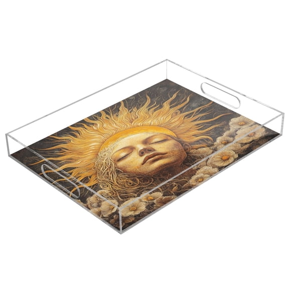 Acrylic Tray 15.7*11.8*1.9 Inch Transparent Tray Food Tray Tea Cup Tray Serving Trays Cosmetics Storage Kitchen Table Bathroom Sundry Storage Beauty Of The Sun