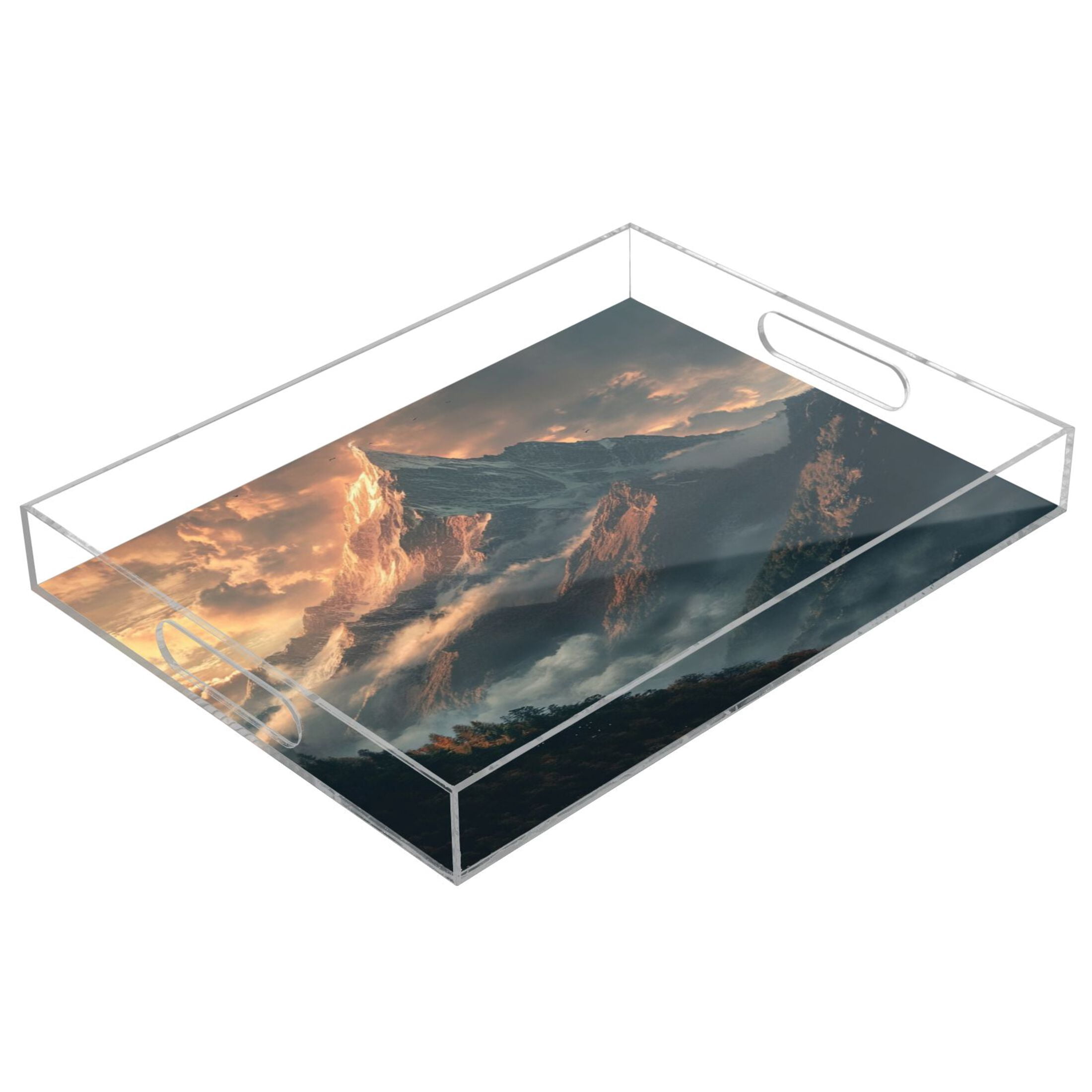 Translucent Tray Acrylic Tray 15.7*11.8*1.9 Inch Transparent Tray Food Tray Tea Cup Tray ...
