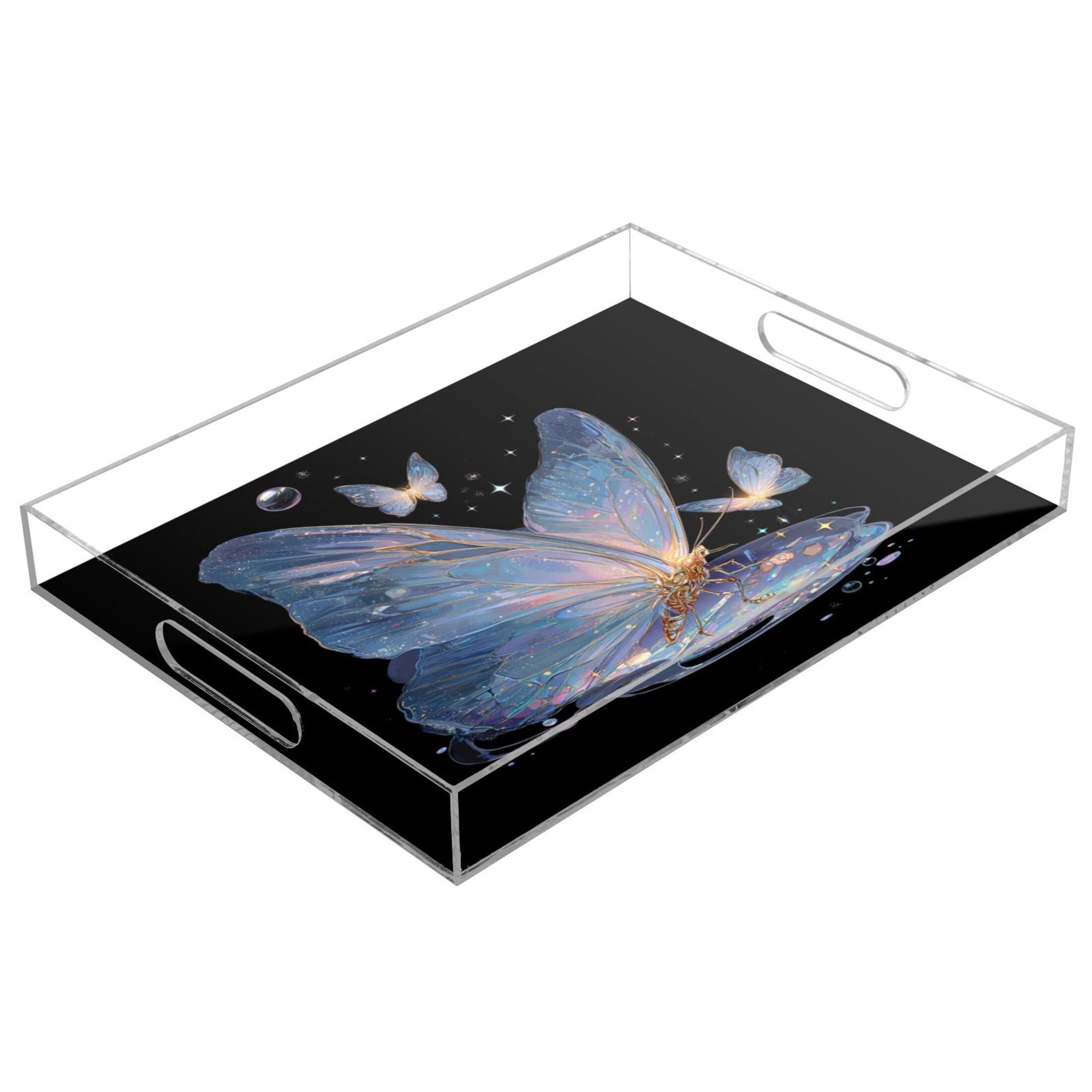 Translucent Tray Acrylic Tray 15.7*11.8*1.9 Inch Transparent Tray Food Tray Tea Cup Tray ...