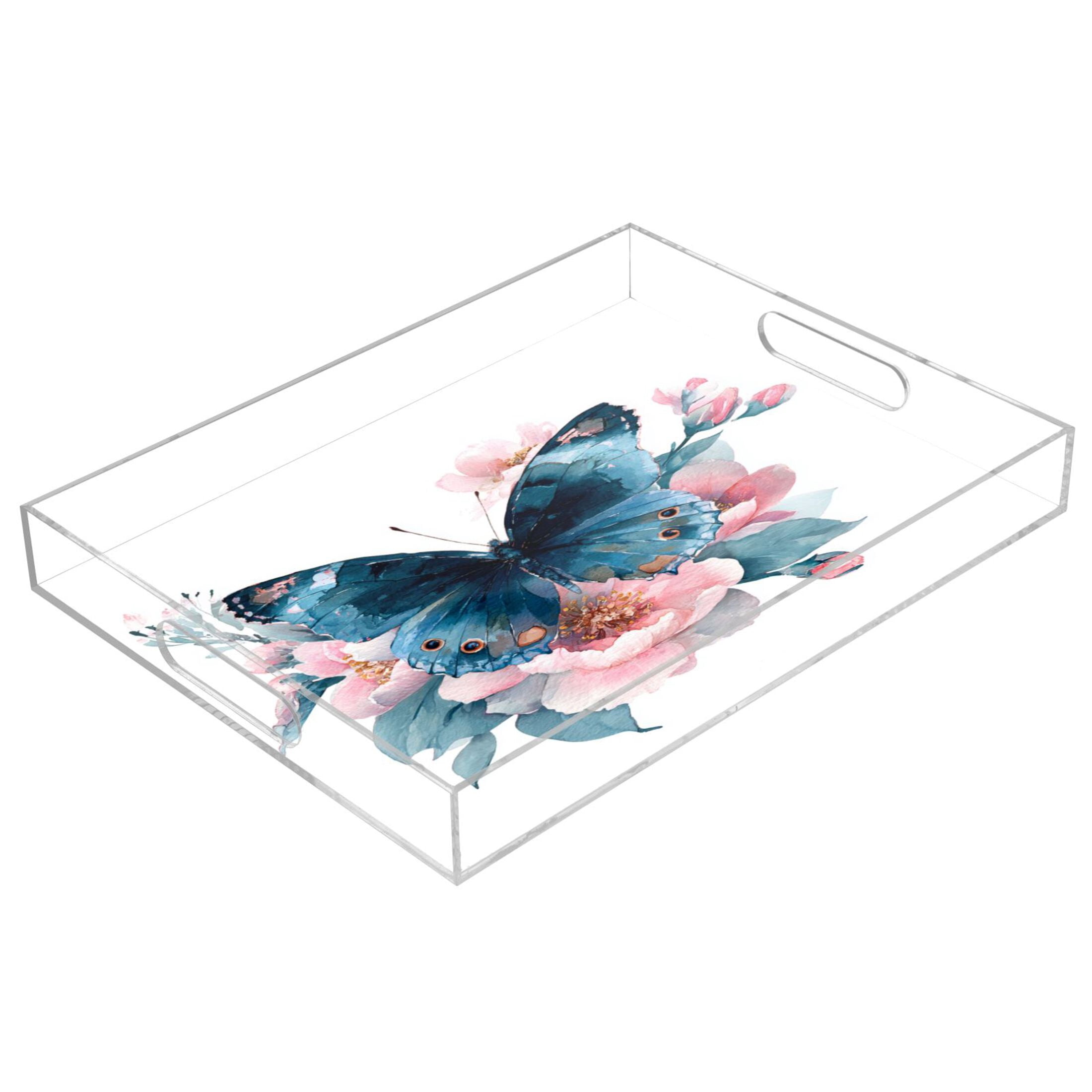 Translucent Tray Acrylic Tray 15.7*11.8*1.9 Inch Transparent Tray Food Tray Tea Cup Tray ...