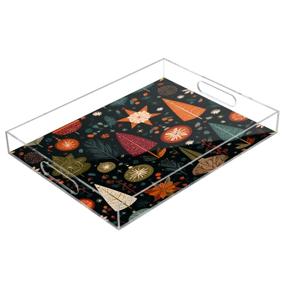 Acrylic Tray 15.7*11.8*1.9 Inch Transparent Tray Food Tray Tea Cup Tray Serving Trays Cosmetics Storage Kitchen Table Bathroom Sundry Storage Christmas Elements Beautiful