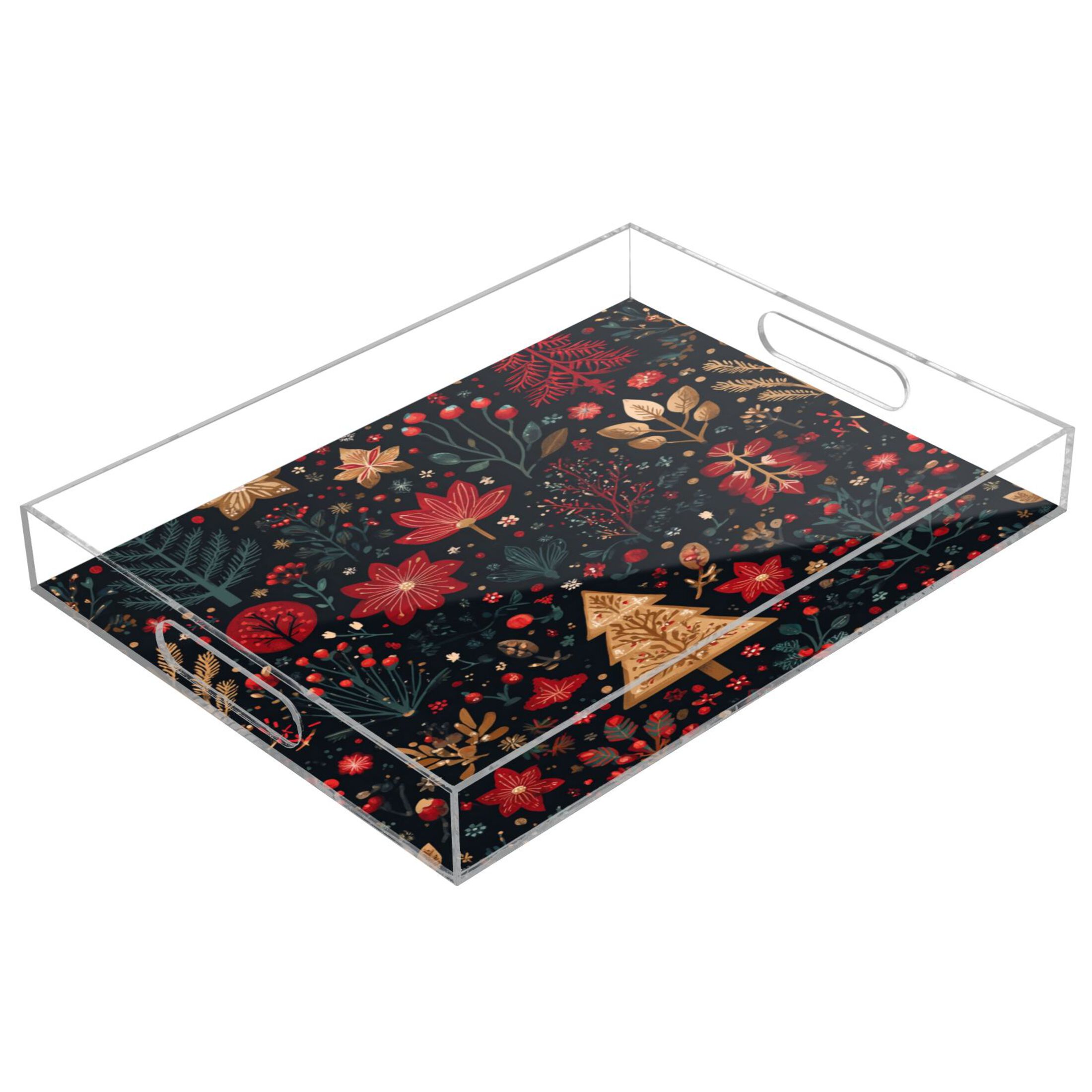 Translucent Tray Acrylic Tray 15.7*11.8*1.9 Inch Transparent Tray Food Tray Tea Cup Tray ...