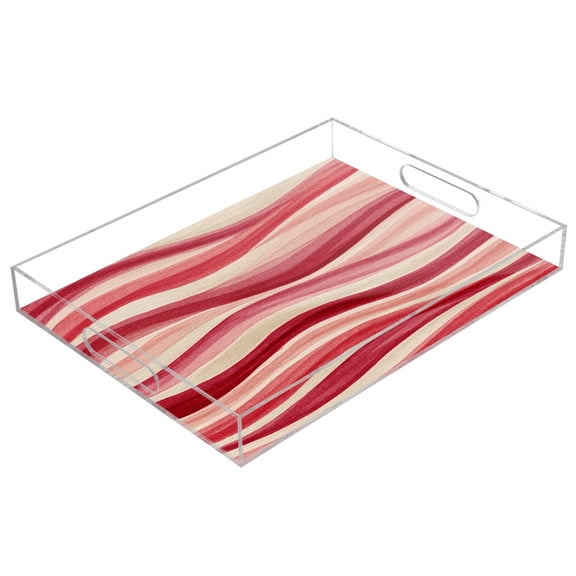 Acrylic Tray 15.7*11.8*1.9 Inch Transparent Tray Food Tray Tea Cup Tray Serving Trays Cosmetics Storage Kitchen Table Bathroom Sundry Storage Coral Waves Wavy Stripes