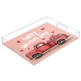 thumbnail image 1 of Acrylic Tray 15.7*11.8*1.9 Inch Transparent Tray Food Tray Tea Cup Tray Serving Trays Cosmetics Storage Kitchen Table Bathroom Sundry Storage Cute Red Truck, 1 of 7