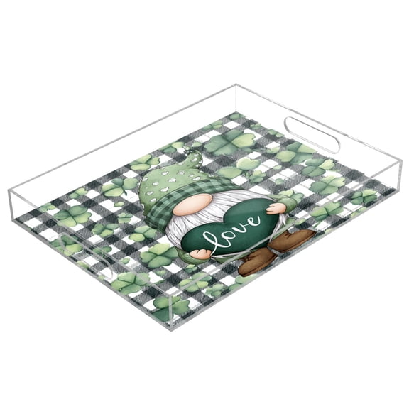 Acrylic Tray 15.7*11.8*1.9 Inch Transparent Tray Food Tray Tea Cup Tray Serving Trays Cosmetics Storage Kitchen Table Bathroom Sundry Storage The Green Dwarf