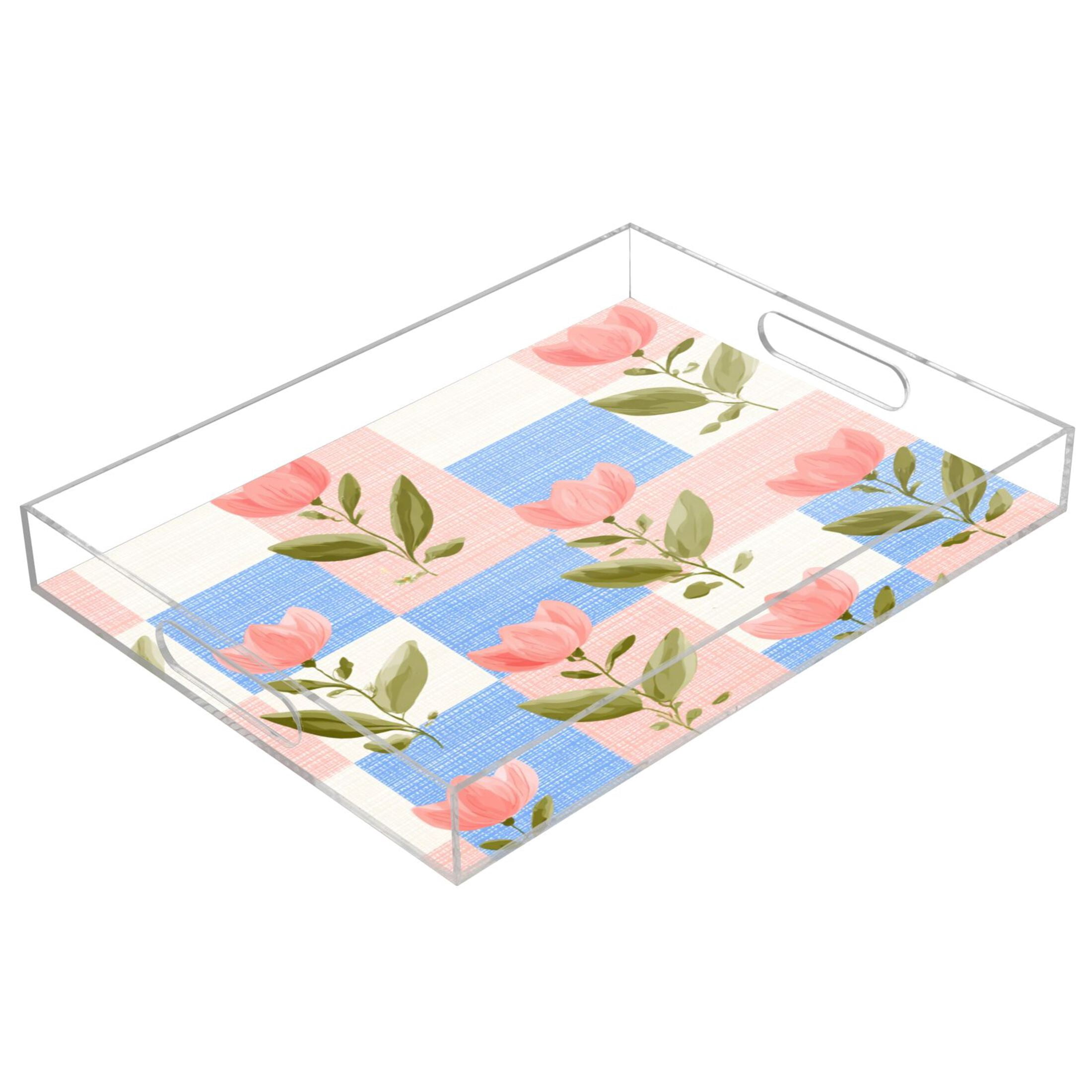 Translucent Tray Acrylic Tray 15.7*11.8*1.9 Inch Transparent Tray Food Tray Tea Cup Tray ...