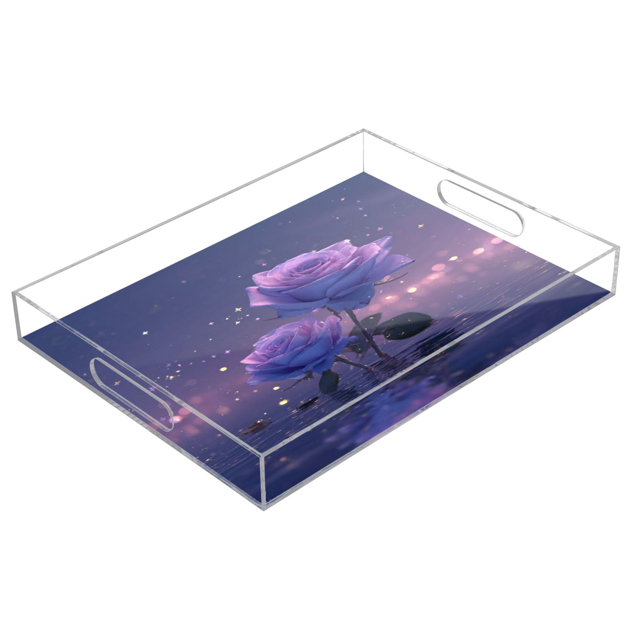 Translucent Tray Acrylic Tray 15.7*11.8*1.9 Inch Transparent Tray Food Tray Tea Cup Tray ...
