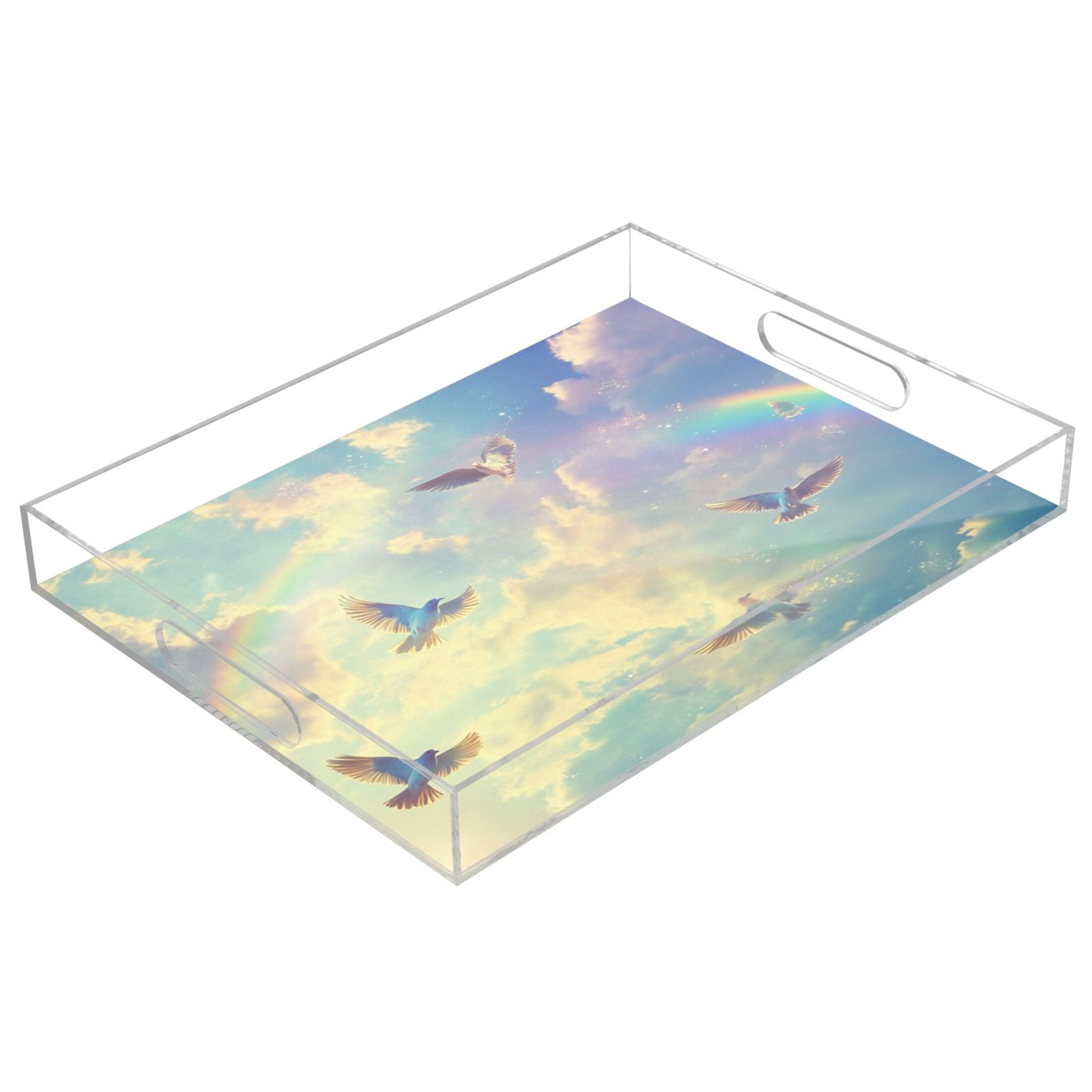 Translucent Tray Acrylic Tray 15.7*11.8*1.9 Inch Transparent Tray Food Tray Tea Cup Tray ...