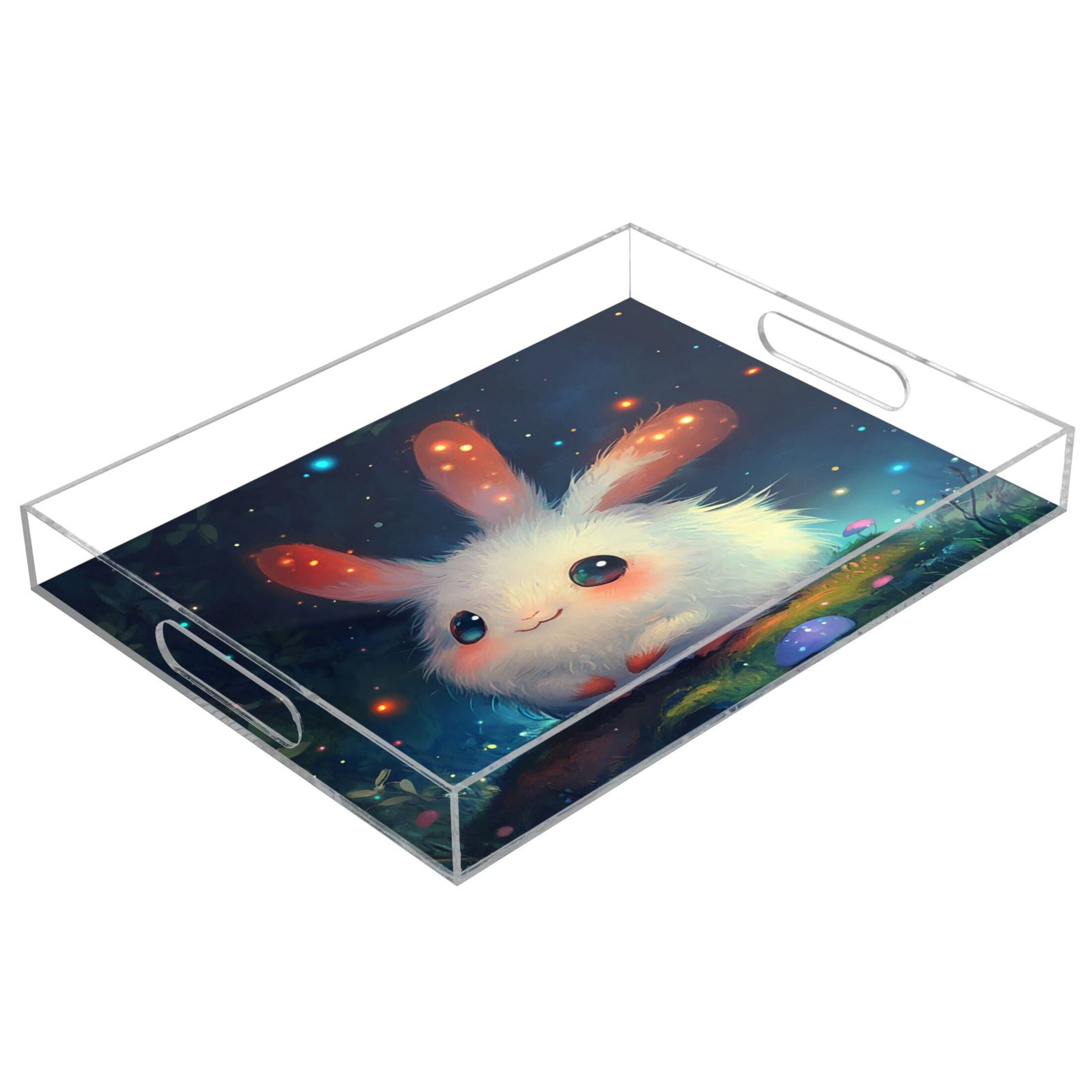 Translucent Tray Acrylic Tray 15.7*11.8*1.9 Inch Transparent Tray Food Tray Tea Cup Tray ...