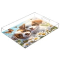 thumbnail image 1 of Acrylic Tray 15.7*11.8*1.9 Inch Transparent Tray Food Tray Tea Cup Tray Serving Trays Cosmetics Storage Kitchen Table Bathroom Sundry Storage Two Cute Puppies, 1 of 7