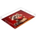 thumbnail image 1 of Acrylic Tray 15.7*11.8*1.9 Inch Transparent Tray Food Tray Tea Cup Tray Serving Trays Cosmetics Storage Kitchen Table Bathroom Sundry Storage Valentine's Day Raccoon, 1 of 7