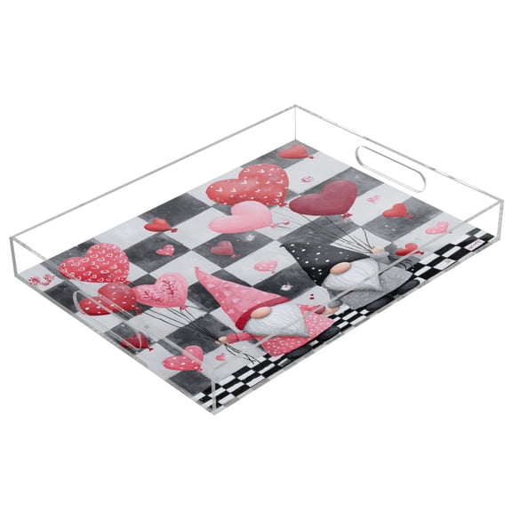 Acrylic Tray 15.7*11.8*1.9 Inch Transparent Tray Food Tray Tea Cup Tray Serving Trays Cosmetics Storage Kitchen Table Bathroom Sundry Storage Valentine's Day Dwarfs