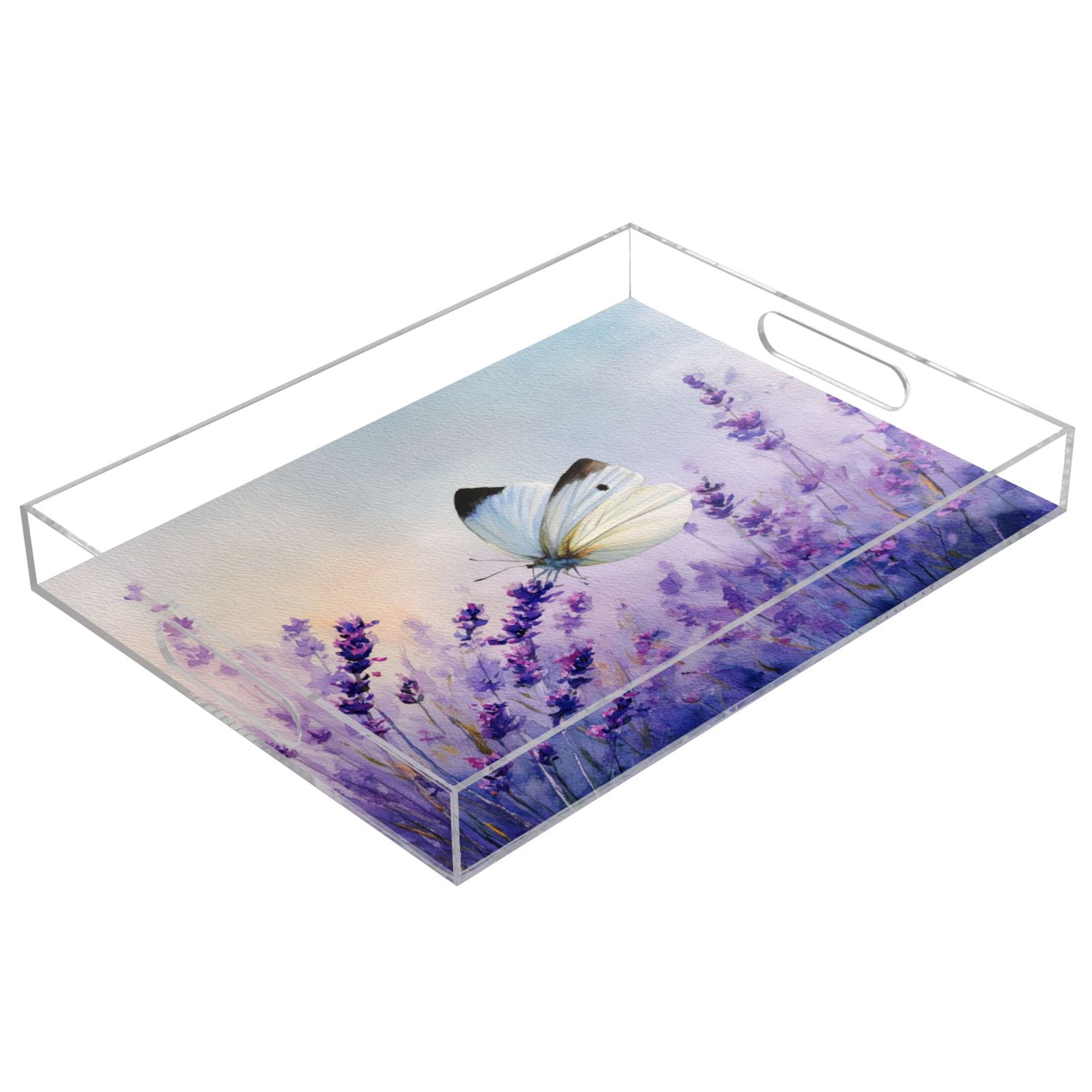 Translucent Tray Acrylic Tray 15.7*11.8*1.9 Inch Transparent Tray Food Tray Tea Cup Tray ...
