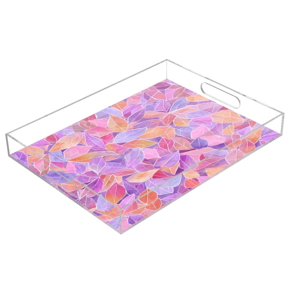 Acrylic Tray Clear Serving Tray Rectangle Decorative Tray with Cut Handle Small Colors Shapes