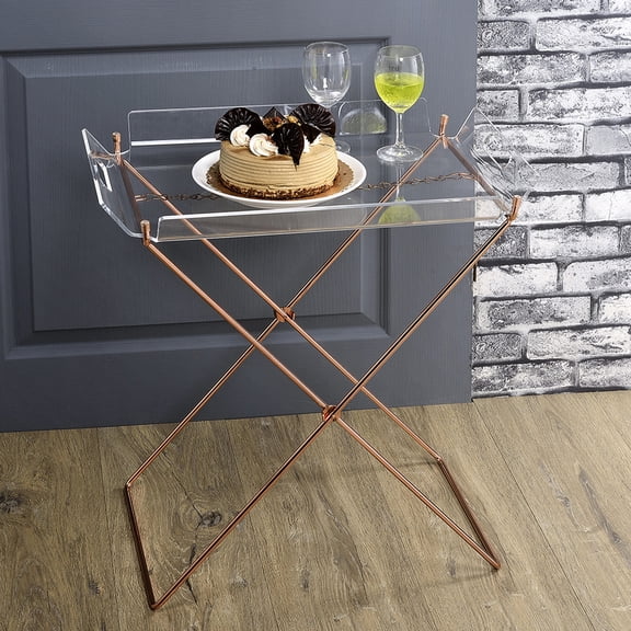 Acrylic Tray Table with Clear Top | Used in Living Space and Easy to Move Around | Copper - Sled Base for Support | Meets Requirement for Strong Tables