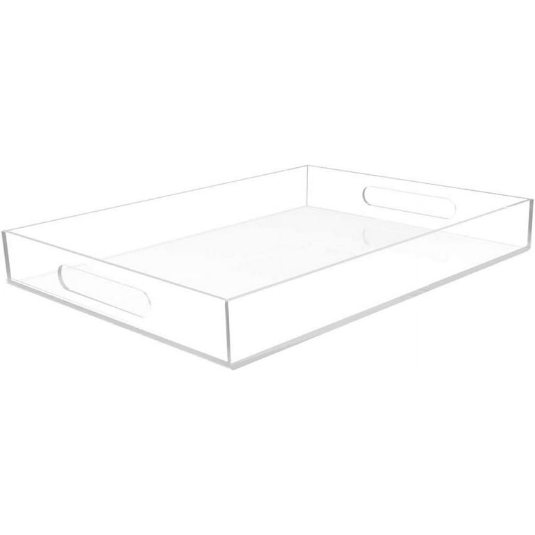 Vale+Arbor Clear Serving Tray - Spill Proof - 20' Large Premium Acrylic Tray for Coffee Table, Breakfast, Tea, Food, Butler