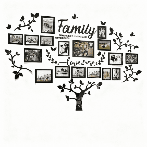 Acrylic Tree Wall Stickers Removable Decorative Photo Frame Combos for Living Room Bedroom Home Decor Ciozy