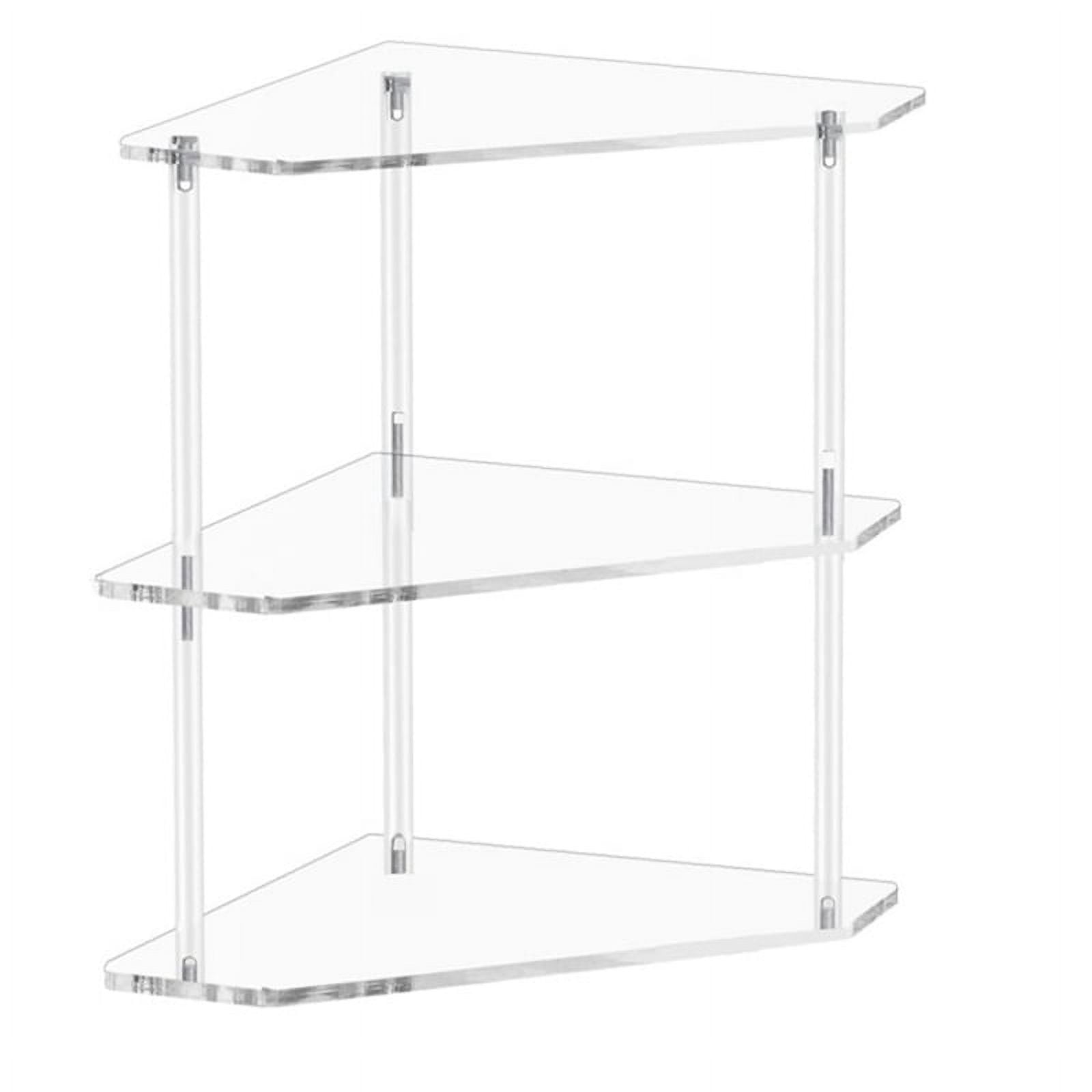 Acrylic Triangle End Table - 3 Tier Corner Side Small for Living Room, Bedroom, Bathroom