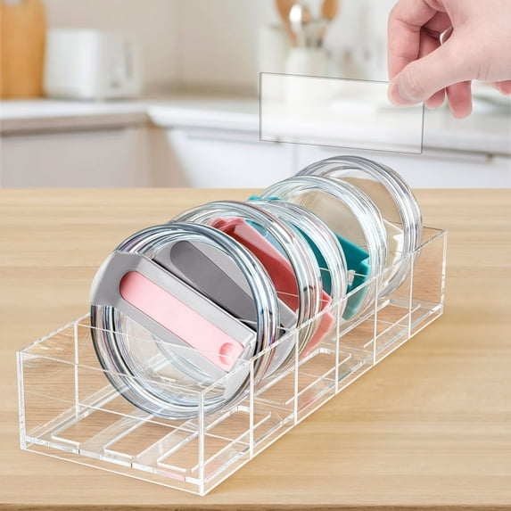 Gracenal 5-Compartment Over-the-Cabinet Kitchen Lid Shelf Organizer, Clear