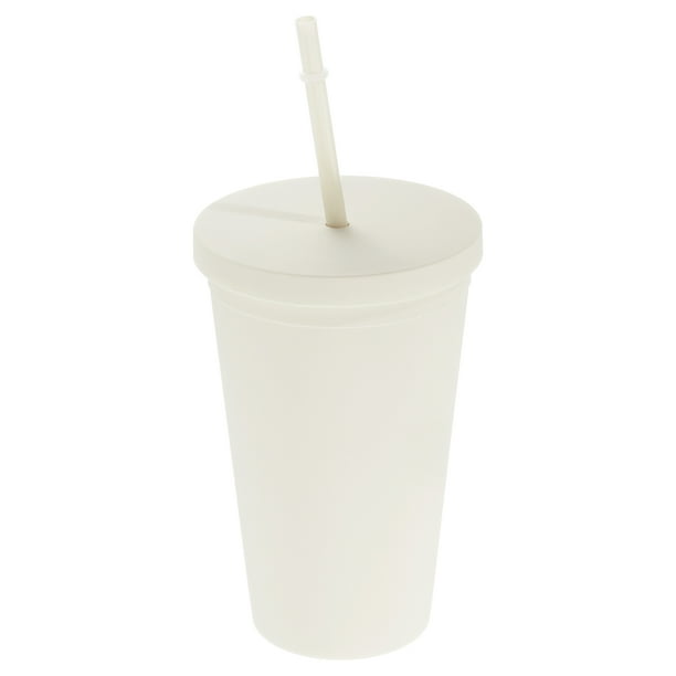 Acrylic Tumbler with Lid and Straw, 15 oz Insulated Double Wall Cups, Matte Travel Tumblers for Parties (Candy White)