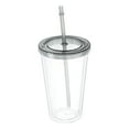 thumbnail image 1 of Acrylic Tumbler with Lid and Straw, 16 Oz Reusable Double Wall Cups, Clear Travel Tumblers (Black), 1 of 6