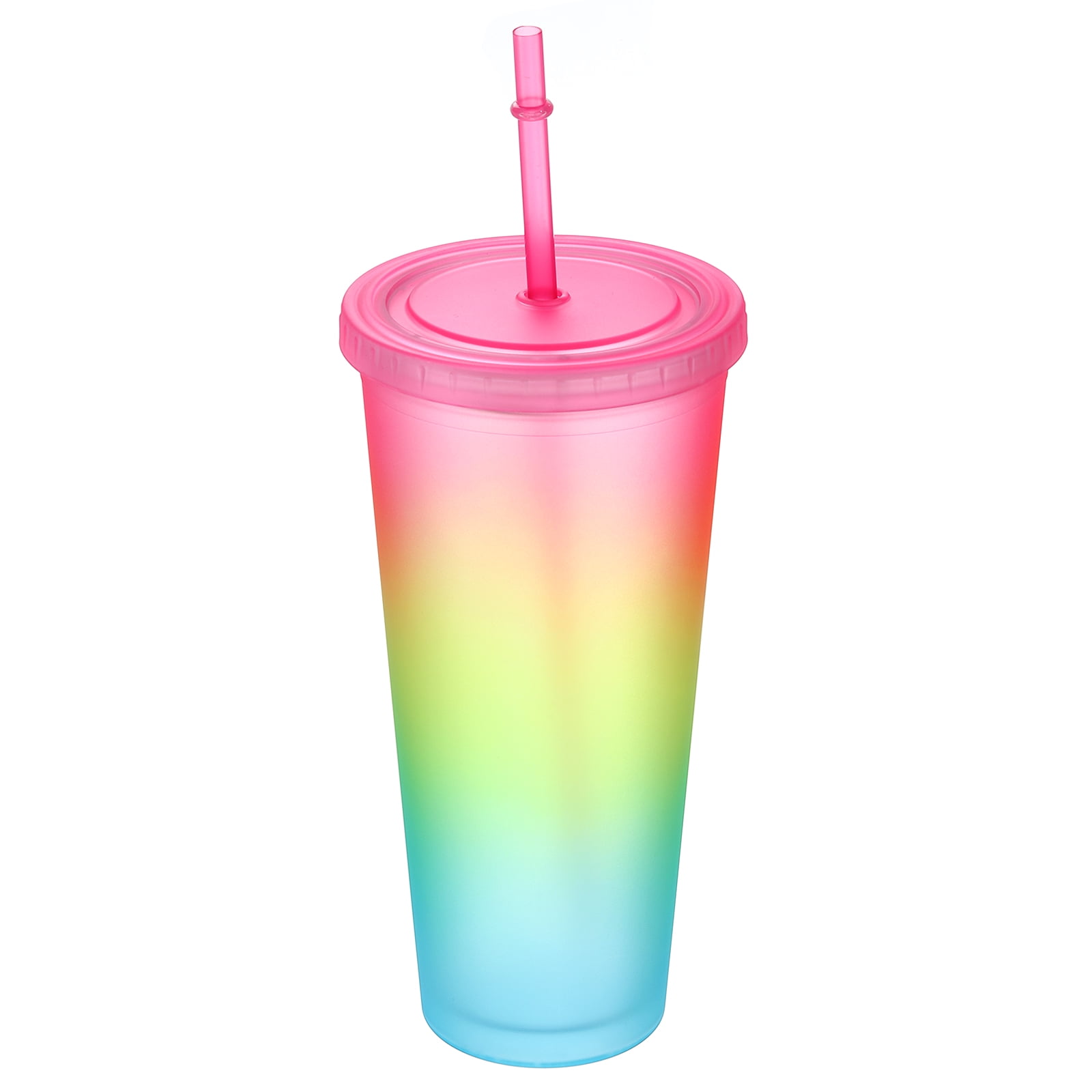 Acrylic Tumbler with Lid and Straw, 24 Oz Insulated Cups, Matte Travel