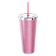 thumbnail image 1 of Acrylic Tumbler with Lid and Straw, 24 Oz Reusable Double Wall Cups, Added Bling Travel Tumblers for Gifts (Pink), 1 of 6