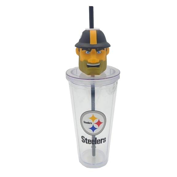 NFL Pittsburgh Steelers Acrylic Tumbler with Team Color Straw and Team Mascot Lid Enclosure