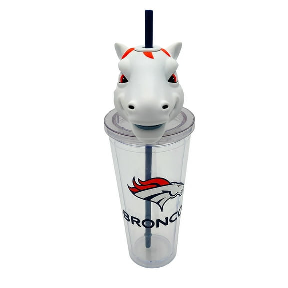 NFL Denver Broncos Acrylic Tumbler with Team Color Straw and Team Mascot Lid Enclosure