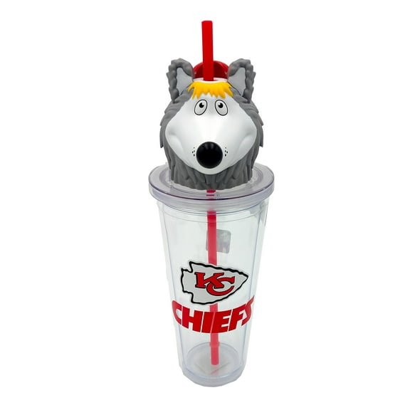 NFL Kansas City Chiefs Acrylic Tumbler with Team Color Straw and Team Mascot Lid Enclosure