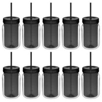 Acrylic Tumblers with Straw 18 oz. Set of 10, Bulk Pack - Perfect for Smoothies, Iced Coffee, Soda, Other Beverages - Charcoal