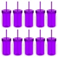 thumbnail image 1 of Acrylic Tumblers with Straw 18 oz. Set of 10, Bulk Pack - Perfect for Smoothies, Iced Coffee, Soda, Other Beverages - Purple, 1 of 5