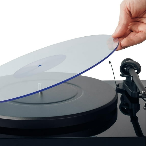 Hudson Hi-Fi Acrylic Turntable Mat - 11.75" Blue Lit Vinyl Record Mat - Precision Machined Turntable Platter Mat With Record Label Recess - See-Through for 12" Turntable Platters