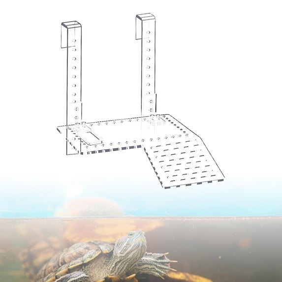 Acrylic Turtle Basking Platform Resting Terrace Fish Tank Accessory Durable ,Climb Ramp to Play and Relax Climbing Shelf Size L