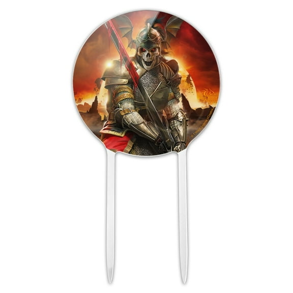 Acrylic Undead Skeleton Knight Warrior Fantasy Cake Topper Party Decoration for Wedding Anniversary Birthday Graduation