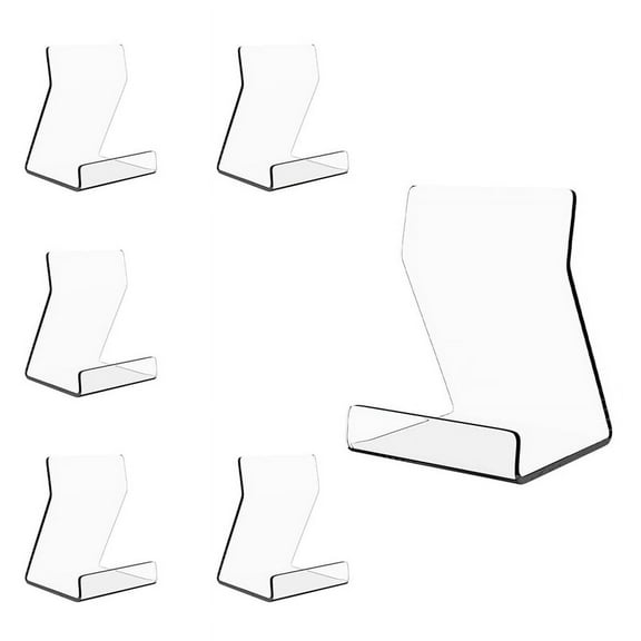 Acrylic Upright Display Stand, 6 PC 4 Inch Clear Display Holder Easel Base Picture Frame for Home Office School Store