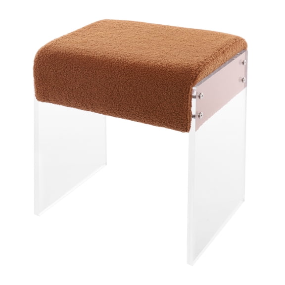 Acrylic Vanity Stool Chair, Stackable Makeup Stool, Soft Wool Fabric Chair with High-Density Comfort Cushion, Cloud-Like Support for Long Sitting at Dressing Table, Bedroom, Bathroom