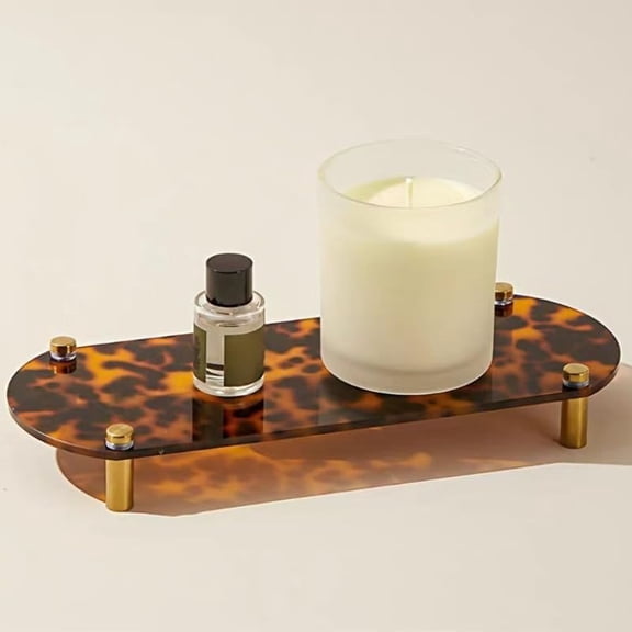 Acrylic Vanity Storage Box with Retro Tortoise Shell for Bathroom, Vintage Makeup Holder