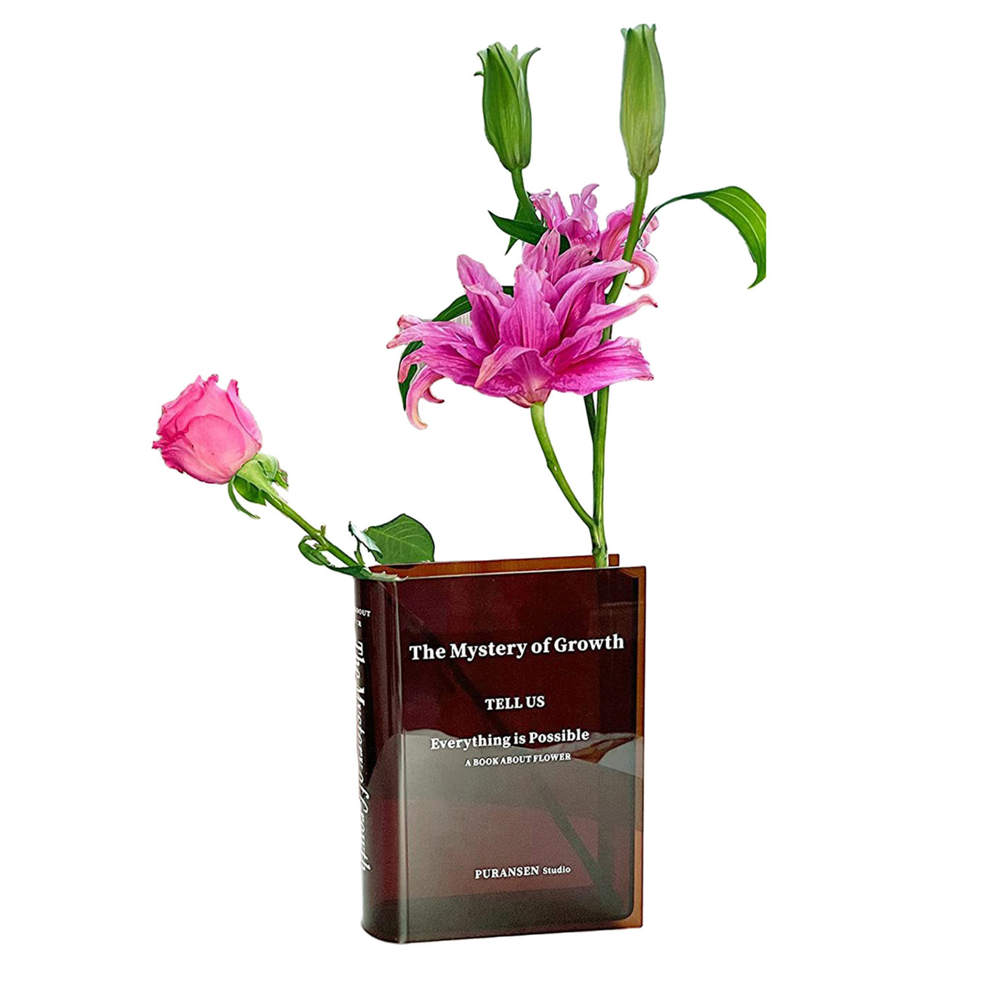 Acrylic Vase Modern Books Shape Vase Unique Desktop Decor Container