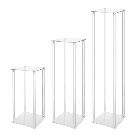 Acrylic Vase Wedding Centrepieces, 3 Pcs Clear Column Flower Display Stand, Display Stand for Weddings Birthday Party Centerpiece Decorations Table Geometric Centerpiece Stand