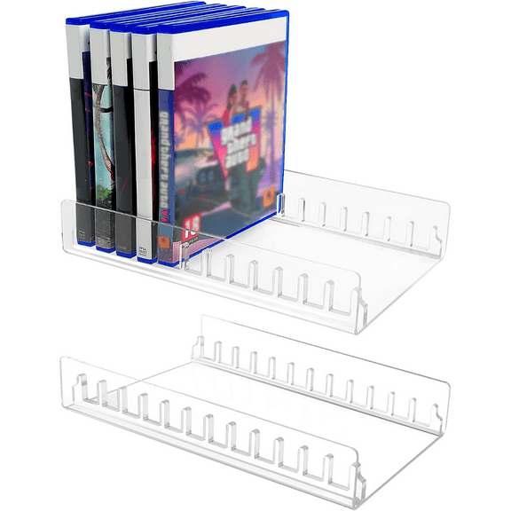 Acrylic Video Game Storage Organizer Stand for PS5/PS4/PS3 Game Box Storage, Game Stand Game Box Display Stand Can Hold Up to 12 Games-Transparent