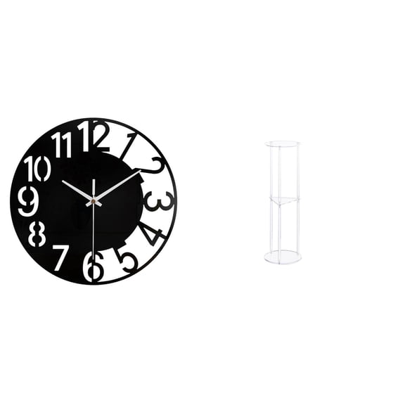 Acrylic Wall Clock Large Silent Readable Design Clear Round Side Table 3 Tier Living Room Office Use