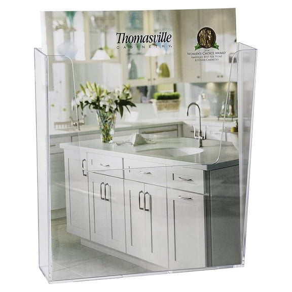 - Acrylic Wall Mount Brochure Holder 8.5x11 - Plastic Hanging Flyer Holders - Adhesive or Wall Mounted File and Magazine Rack - Single Pocket Literature Display Box - LHW-M161 (Pack of 16)