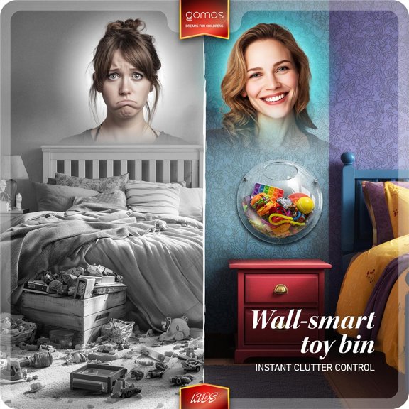 Acrylic Wall Organizer - 2-Pack Wall Toy Storage and Display - Transparent Bubble Organizer for Kids Room - Easy Installation, Back Panel Included