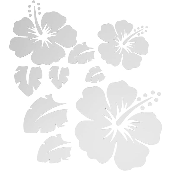 Acrylic Wall Stickers for Home Living Room Bedroom Wall Decoration Flower Pattern Silver 299x299x1mm