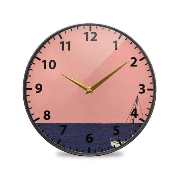 A Sailing Ship Wall Clock Modern Decor Acrylic Clock Golden Hands 11.9in