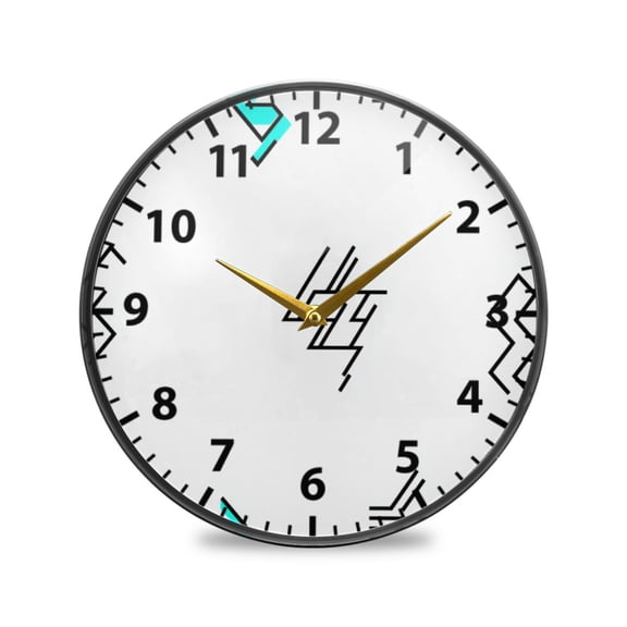 Abstract Line Patterns Wall Clock Modern Decor Acrylic Clock Golden Hands 9.5in