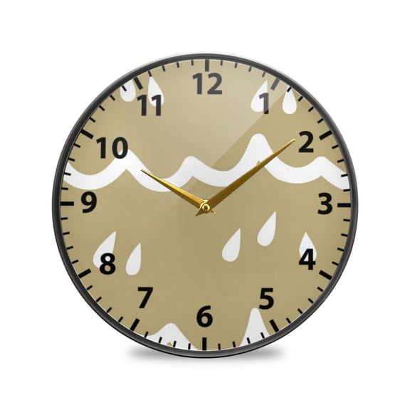 Abstract Rain Scene Wall Clock Modern Decor Acrylic Clock Golden Hands 9.5in